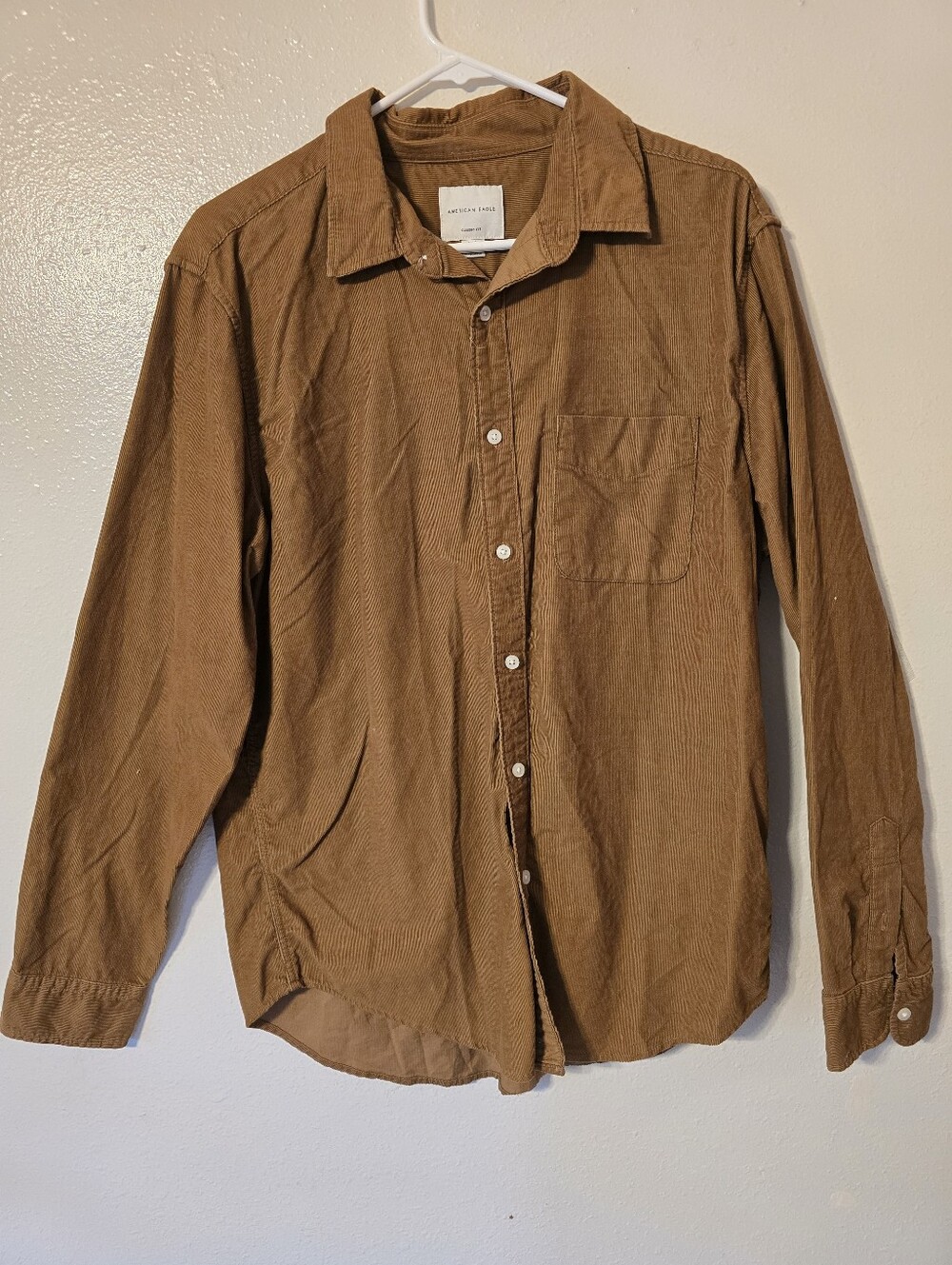American Eagle Brown Corduroy Button Up Shirt Large